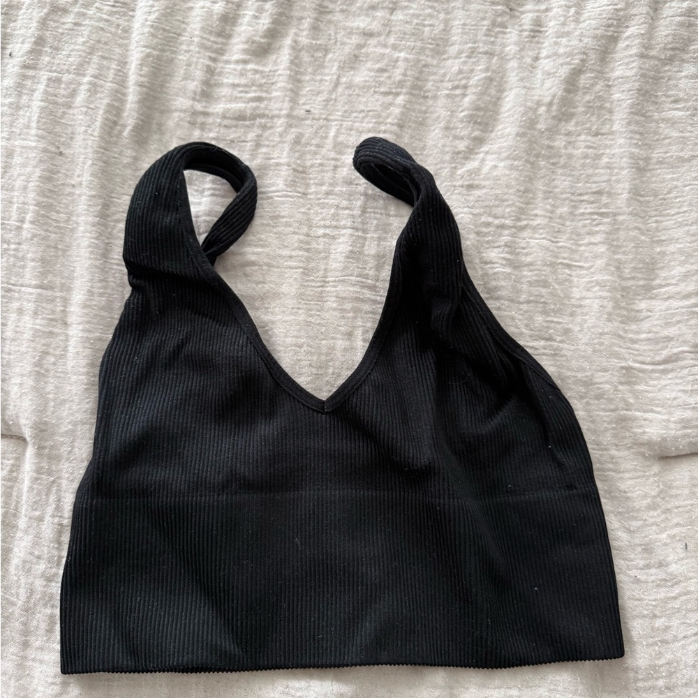 Black Women's Ribbed Bralette